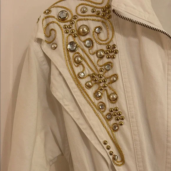 White Embellished Jumpsuit - Picture 7 of 8